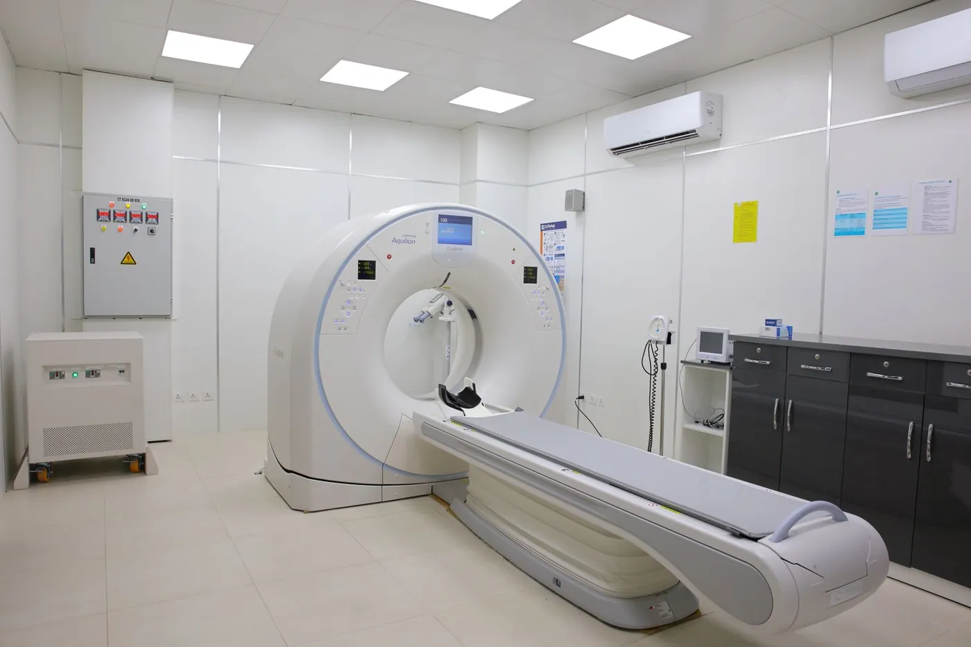 A modern CT and MRI scanner room